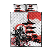 Japanese Samurai Warrior Enso Quilt Bed Set Japan Pagoda Sakura Watercolor - Wonder Print Shop