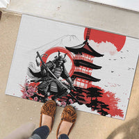 Japanese Samurai Warrior Enso Rubber Doormat Japan Pagoda Sakura Watercolor - Wonder Print Shop