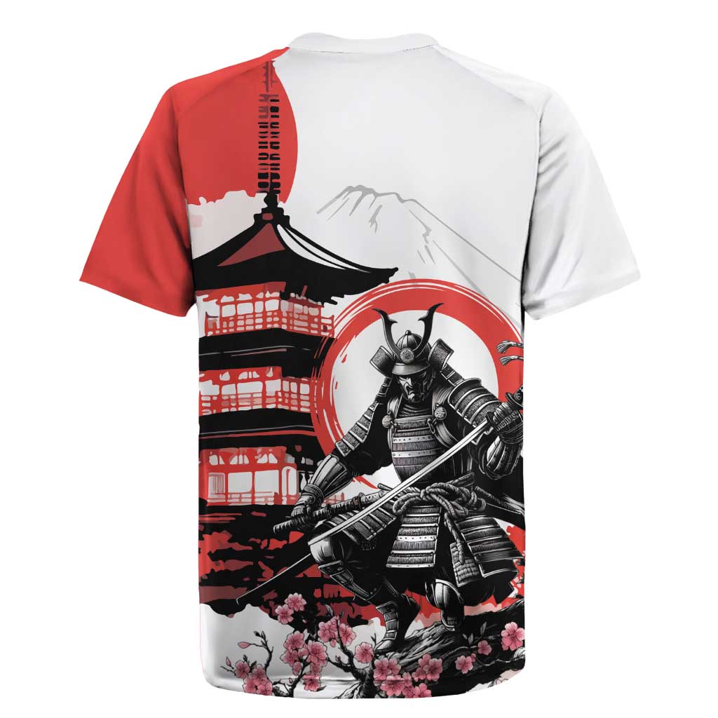 Japanese Samurai Warrior Enso Rugby Jersey Japan Pagoda Sakura Watercolor - Wonder Print Shop