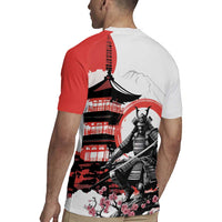 Japanese Samurai Warrior Enso Rugby Jersey Japan Pagoda Sakura Watercolor - Wonder Print Shop