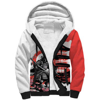 Japanese Samurai Warrior Enso Sherpa Hoodie Japan Pagoda Sakura Watercolor - Wonder Print Shop