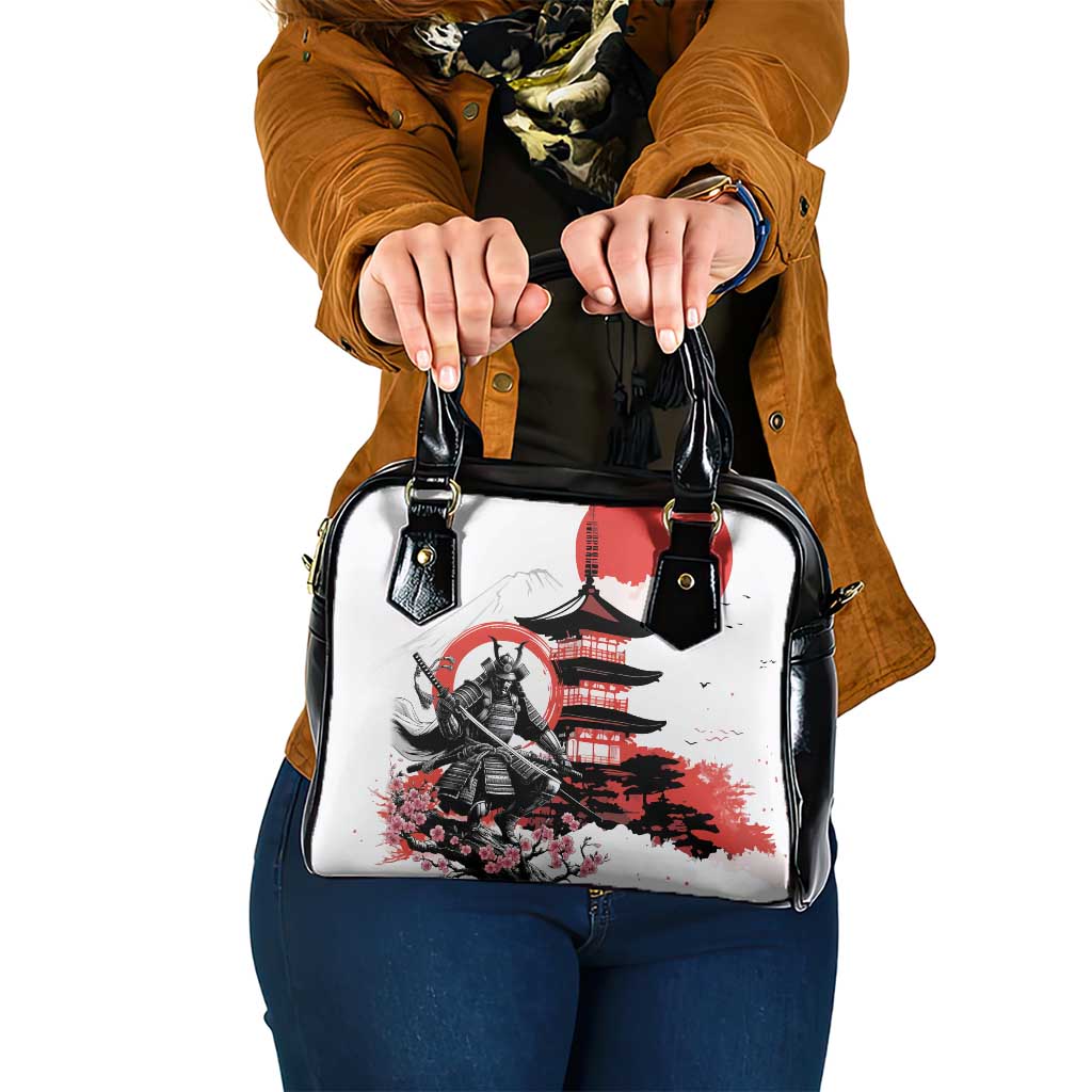 Japanese Samurai Warrior Enso Shoulder Handbag Japan Pagoda Sakura Watercolor - Wonder Print Shop