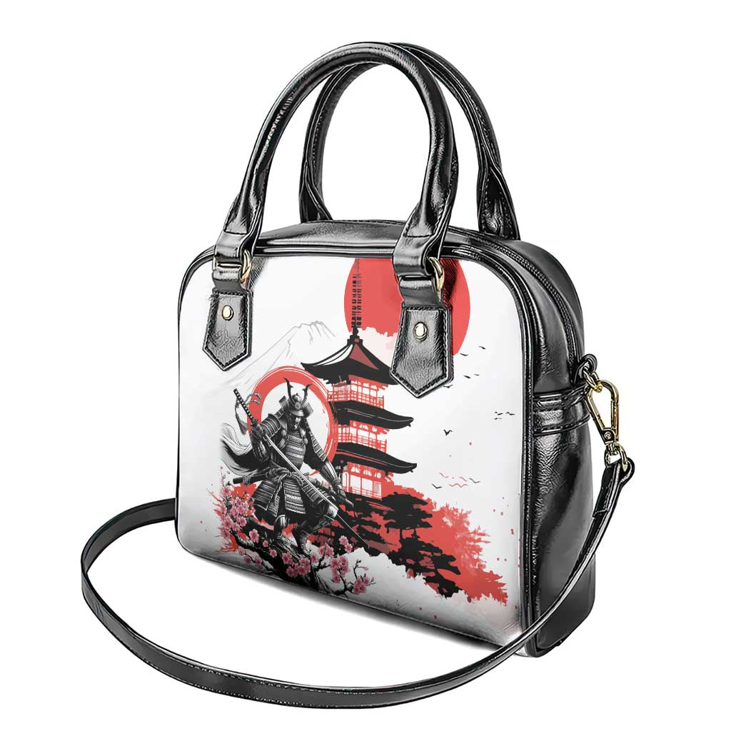 Japanese Samurai Warrior Enso Shoulder Handbag Japan Pagoda Sakura Watercolor - Wonder Print Shop