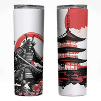 Japanese Samurai Warrior Enso Skinny Tumbler Japan Pagoda Sakura Watercolor - Wonder Print Shop