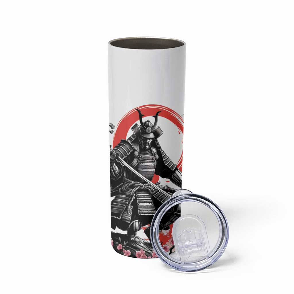 Japanese Samurai Warrior Enso Skinny Tumbler Japan Pagoda Sakura Watercolor - Wonder Print Shop