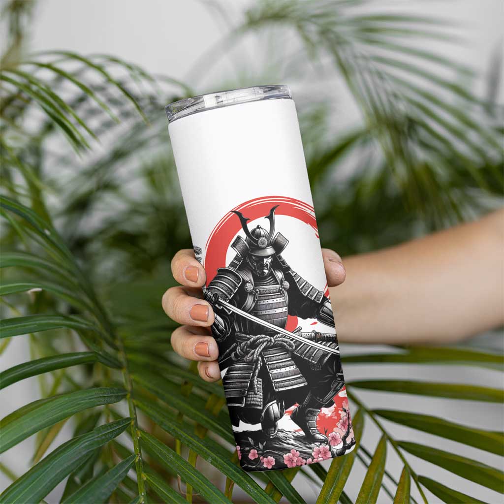 Japanese Samurai Warrior Enso Skinny Tumbler Japan Pagoda Sakura Watercolor - Wonder Print Shop