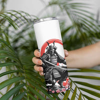 Japanese Samurai Warrior Enso Skinny Tumbler Japan Pagoda Sakura Watercolor - Wonder Print Shop