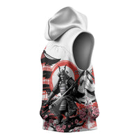 Japanese Samurai Warrior Enso Sleeveless Hoodie Japan Pagoda Sakura Watercolor - Wonder Print Shop