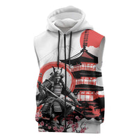 Japanese Samurai Warrior Enso Sleeveless Zip Hoodie Japan Pagoda Sakura Watercolor - Wonder Print Shop