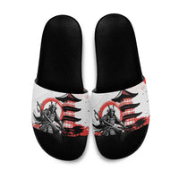 Japanese Samurai Warrior Enso Slide Sandals Japan Pagoda Sakura Watercolor - Wonder Print Shop