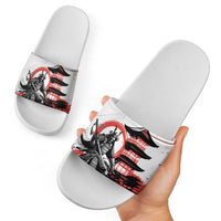 Japanese Samurai Warrior Enso Slide Sandals Japan Pagoda Sakura Watercolor - Wonder Print Shop