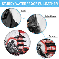 Japanese Samurai Warrior Enso Spare Tire Cover Japan Pagoda Sakura Watercolor - Wonder Print Shop