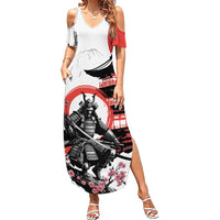 Japanese Samurai Warrior Enso Summer Maxi Dress Japan Pagoda Sakura Watercolor - Wonder Print Shop