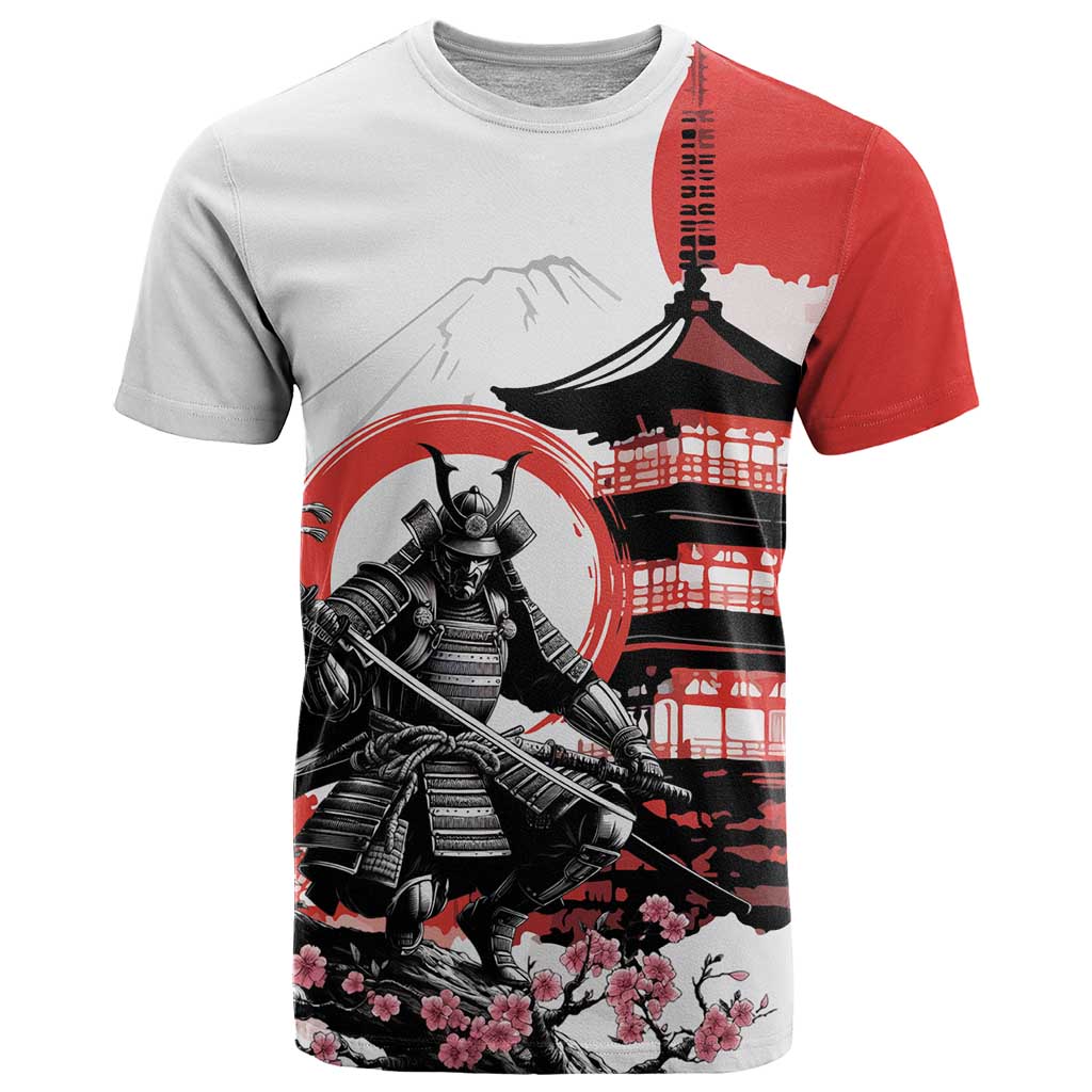 Japanese Samurai Warrior Enso T Shirt Japan Pagoda Sakura Watercolor - Wonder Print Shop