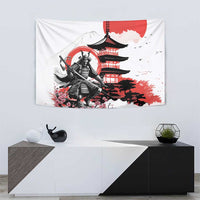 Japanese Samurai Warrior Enso Tapestry Japan Pagoda Sakura Watercolor - Wonder Print Shop