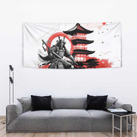 Japanese Samurai Warrior Enso Tapestry Japan Pagoda Sakura Watercolor - Wonder Print Shop