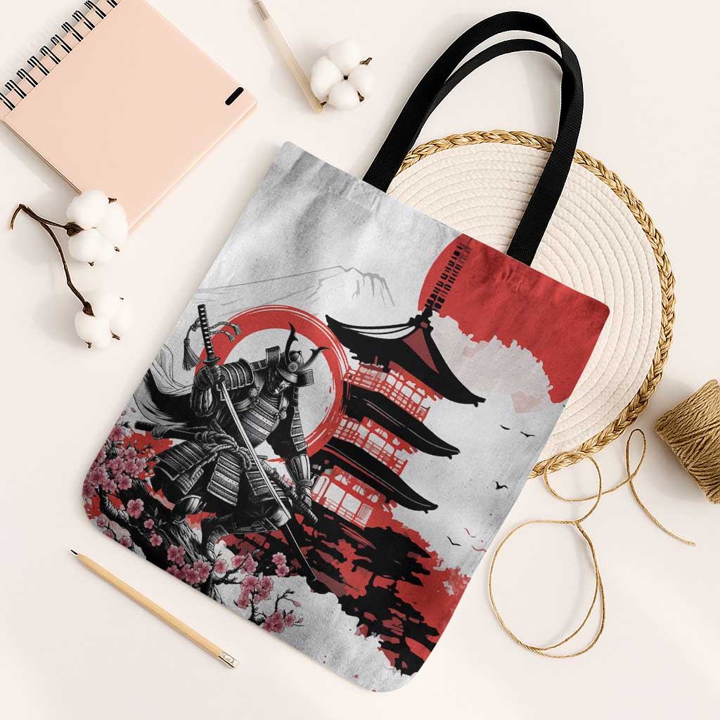 Japanese Samurai Warrior Enso Tote Bag Japan Pagoda Sakura Watercolor - Wonder Print Shop
