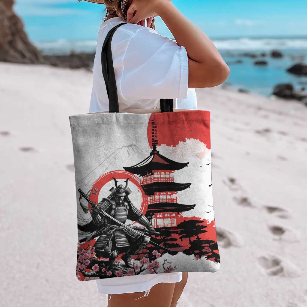 Japanese Samurai Warrior Enso Tote Bag Japan Pagoda Sakura Watercolor - Wonder Print Shop
