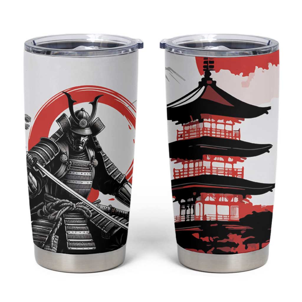 Japanese Samurai Warrior Enso Tumbler Cup Japan Pagoda Sakura Watercolor - Wonder Print Shop