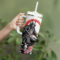 Japanese Samurai Warrior Enso Tumbler With Handle Japan Pagoda Sakura Watercolor - Wonder Print Shop