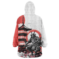 Japanese Samurai Warrior Enso Wearable Blanket Hoodie Japan Pagoda Sakura Watercolor - Wonder Print Shop