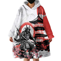 Japanese Samurai Warrior Enso Wearable Blanket Hoodie Japan Pagoda Sakura Watercolor - Wonder Print Shop