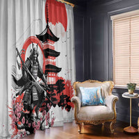 Japanese Samurai Warrior Enso Window Curtain Japan Pagoda Sakura Watercolor - Wonder Print Shop