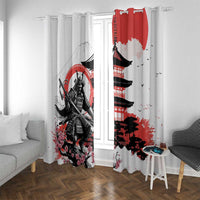 Japanese Samurai Warrior Enso Window Curtain Japan Pagoda Sakura Watercolor - Wonder Print Shop