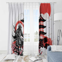 Japanese Samurai Warrior Enso Window Curtain Japan Pagoda Sakura Watercolor - Wonder Print Shop