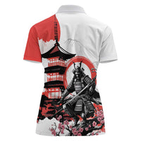 Japanese Samurai Warrior Enso Women Polo Shirt Japan Pagoda Sakura Watercolor - Wonder Print Shop