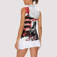 Japanese Samurai Warrior Enso Women Sleeveless Polo Shirt Japan Pagoda Sakura Watercolor - Wonder Print Shop
