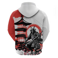 Japanese Samurai Warrior Enso Zip Hoodie Japan Pagoda Sakura Watercolor - Wonder Print Shop