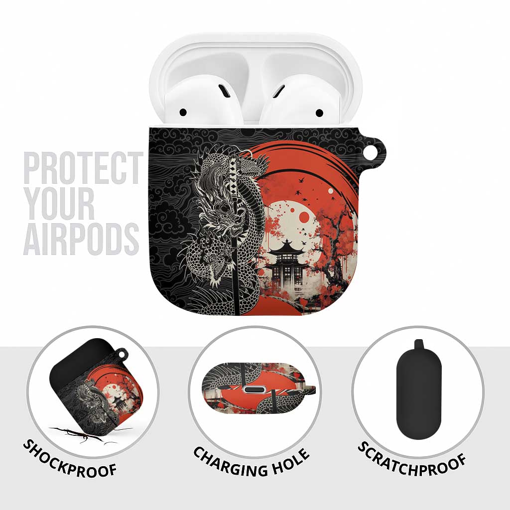 Japanese Dragon Katana Enso AirPods Case Japan Pagoda Seamless Cloud - Wonder Print Shop