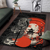 Japanese Dragon Katana Enso Area Rug Japan Pagoda Seamless Cloud - Wonder Print Shop