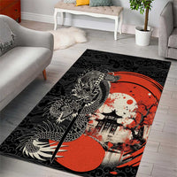 Japanese Dragon Katana Enso Area Rug Japan Pagoda Seamless Cloud - Wonder Print Shop