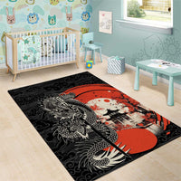 Japanese Dragon Katana Enso Area Rug Japan Pagoda Seamless Cloud - Wonder Print Shop