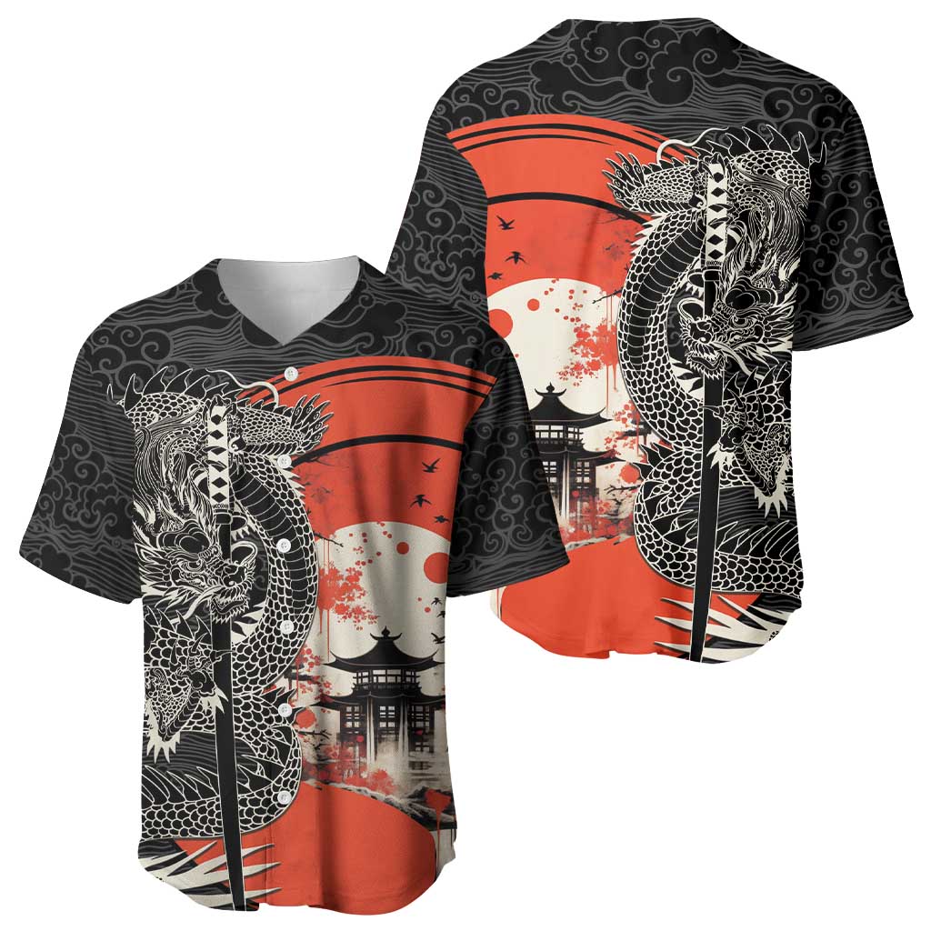 Japanese Dragon Katana Enso Baseball Jersey Japan Pagoda Seamless Cloud - Wonder Print Shop