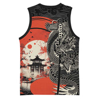 Japanese Dragon Katana Enso Basketball Jersey Japan Pagoda Seamless Cloud - Wonder Print Shop