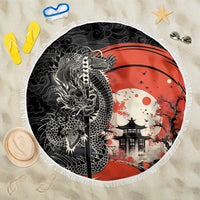 Japanese Dragon Katana Enso Beach Blanket Japan Pagoda Seamless Cloud - Wonder Print Shop