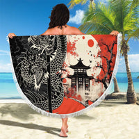 Japanese Dragon Katana Enso Beach Blanket Japan Pagoda Seamless Cloud - Wonder Print Shop