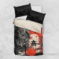 Japanese Dragon Katana Enso Bedding Set Japan Pagoda Seamless Cloud - Wonder Print Shop
