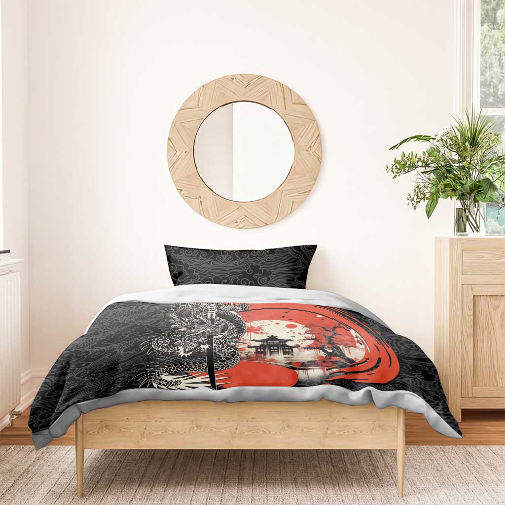 Japanese Dragon Katana Enso Bedding Set Japan Pagoda Seamless Cloud - Wonder Print Shop
