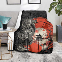 Japanese Dragon Katana Enso Blanket Japan Pagoda Seamless Cloud - Wonder Print Shop