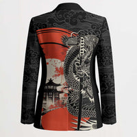 Japanese Dragon Katana Enso Blazer Japan Pagoda Seamless Cloud - Wonder Print Shop