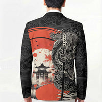 Japanese Dragon Katana Enso Blazer Japan Pagoda Seamless Cloud - Wonder Print Shop