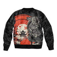 Japanese Dragon Katana Enso Bomber Jacket Japan Pagoda Seamless Cloud - Wonder Print Shop