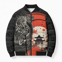 Japanese Dragon Katana Enso Bomber Puffer Jacket Japan Pagoda Seamless Cloud - Wonder Print Shop