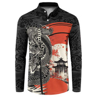 Japanese Dragon Katana Enso Button Sweatshirt Japan Pagoda Seamless Cloud - Wonder Print Shop