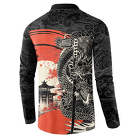 Japanese Dragon Katana Enso Button Sweatshirt Japan Pagoda Seamless Cloud - Wonder Print Shop