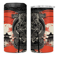 Japanese Dragon Katana Enso 4 in 1 Can Cooler Tumbler Japan Pagoda Seamless Cloud - Wonder Print Shop